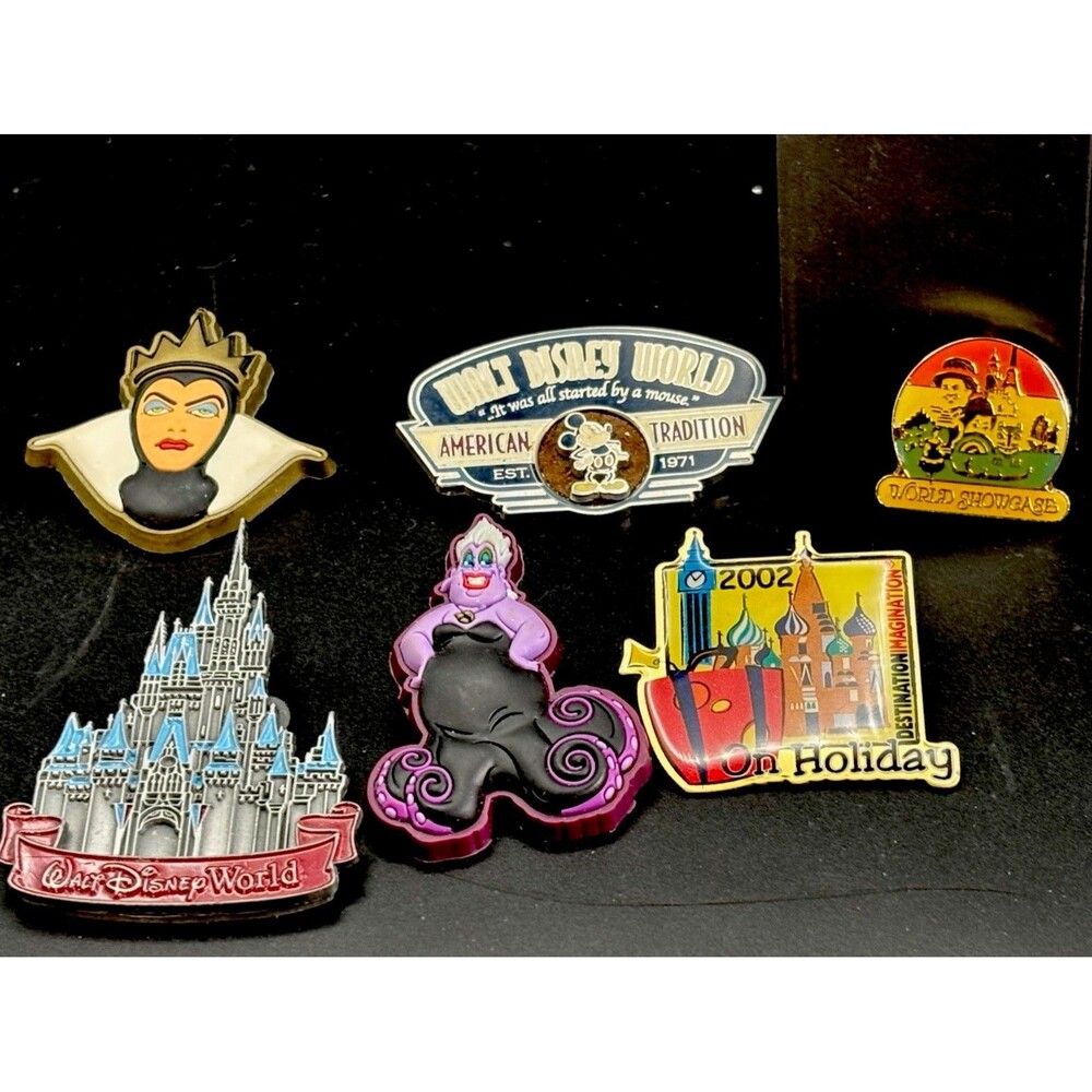 Vtg 2002/2004  of 6 Walt Disney Pins Modern Malificent Ursula Little Mermaid